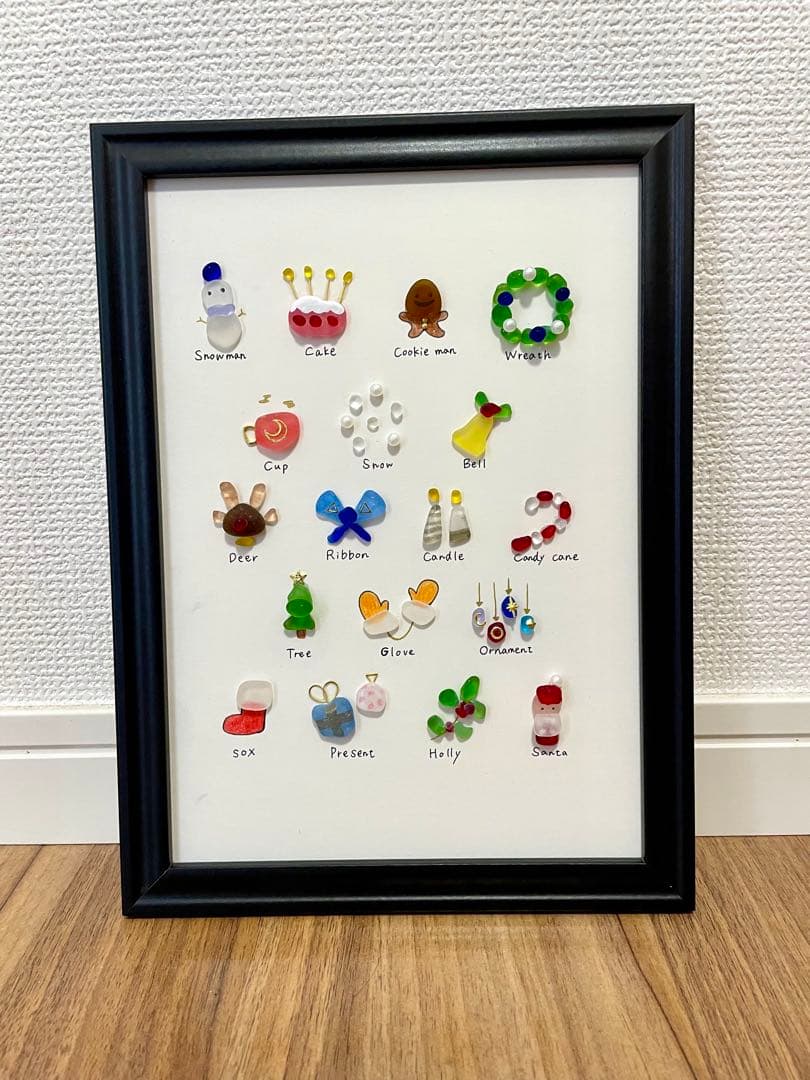 ☆シーグラス　クリスマスアート☆ No.420☆『図鑑 クリスマス』雑貨　置物