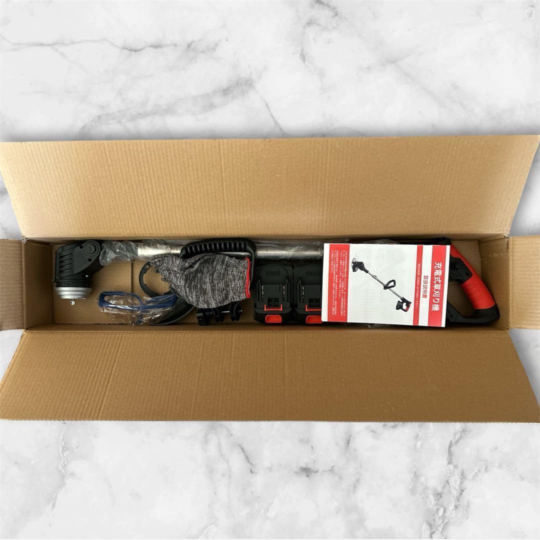 草刈り機 電動 充電式 多機能 芝刈機 バッテリー2個 21V 低騒音 枝切 黒