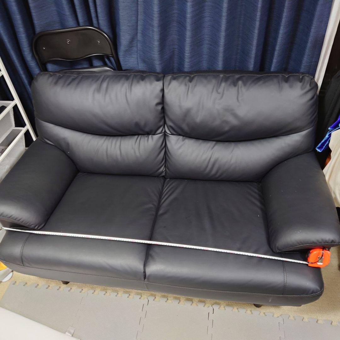 【大阪引き取り限定】ニトリ2人用合皮ソファ(Nシールドキャッツ3 BK)