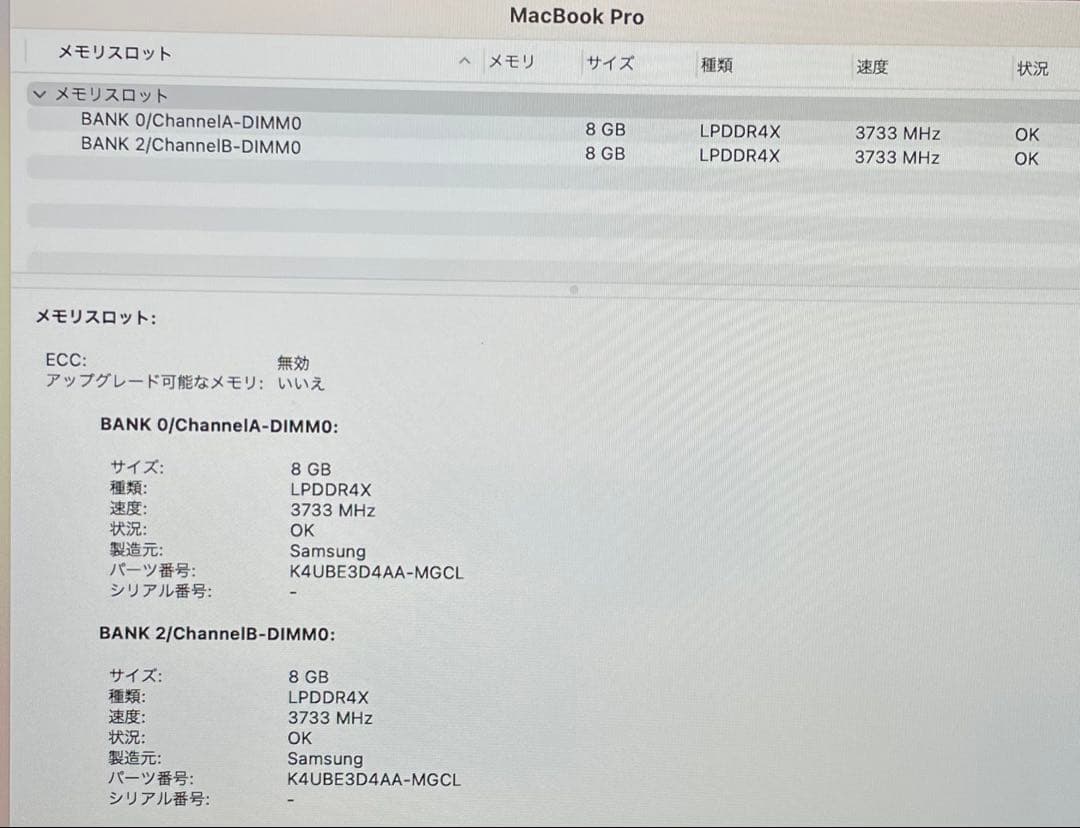 美品　MacBook Pro 13インチ 2020 バッテリー良い