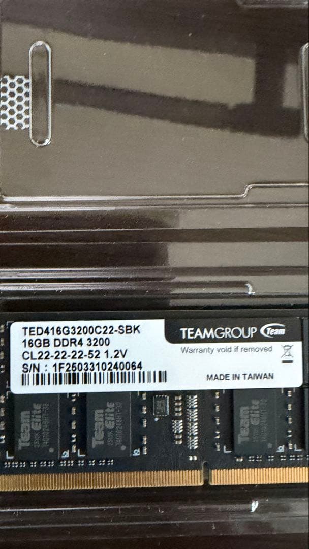 TEAM 16GB ２枚　計32GB DDR4 3200MHz メモリー
