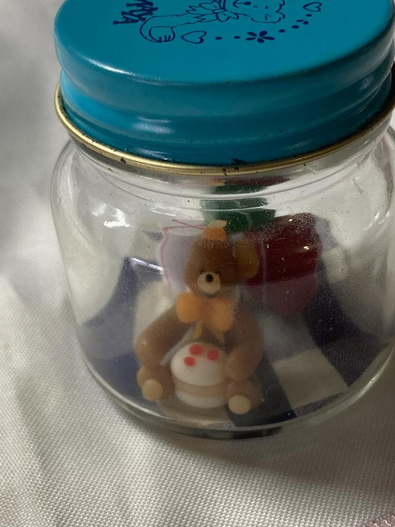 【※片耳欠けあり】　KUMAYA テディベア 瓶詰めミニチュア 瓶入り置物