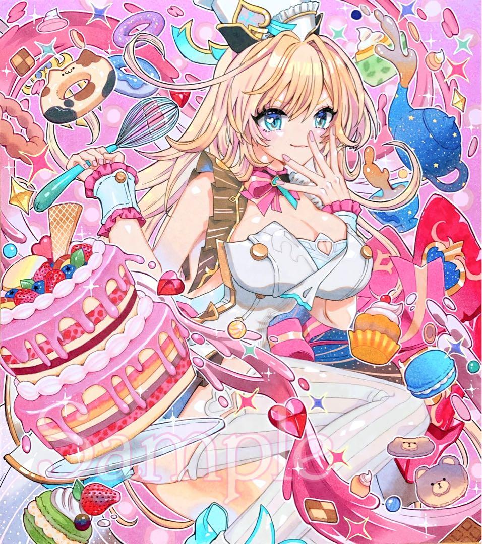 手描きイラスト・原神・エスコフィエ・同人ファンアート・原画一点物・バレンタイン