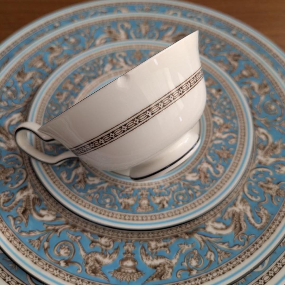 【英国ヴィンテージ】ウェッジウッド フロレンティーン ターコイズ 5点セット