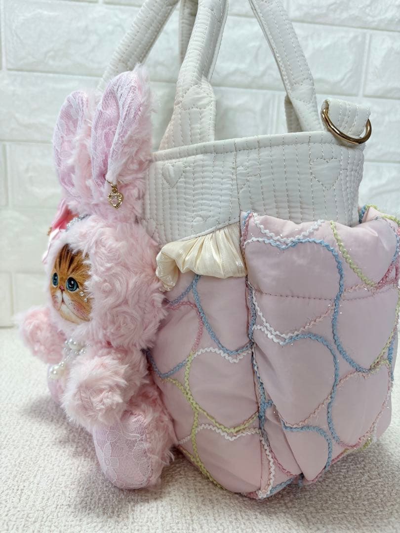 山*ば様 コヤンイサムチョン　サイドポケットトートバッグピンク　うさぎちゃん　猫