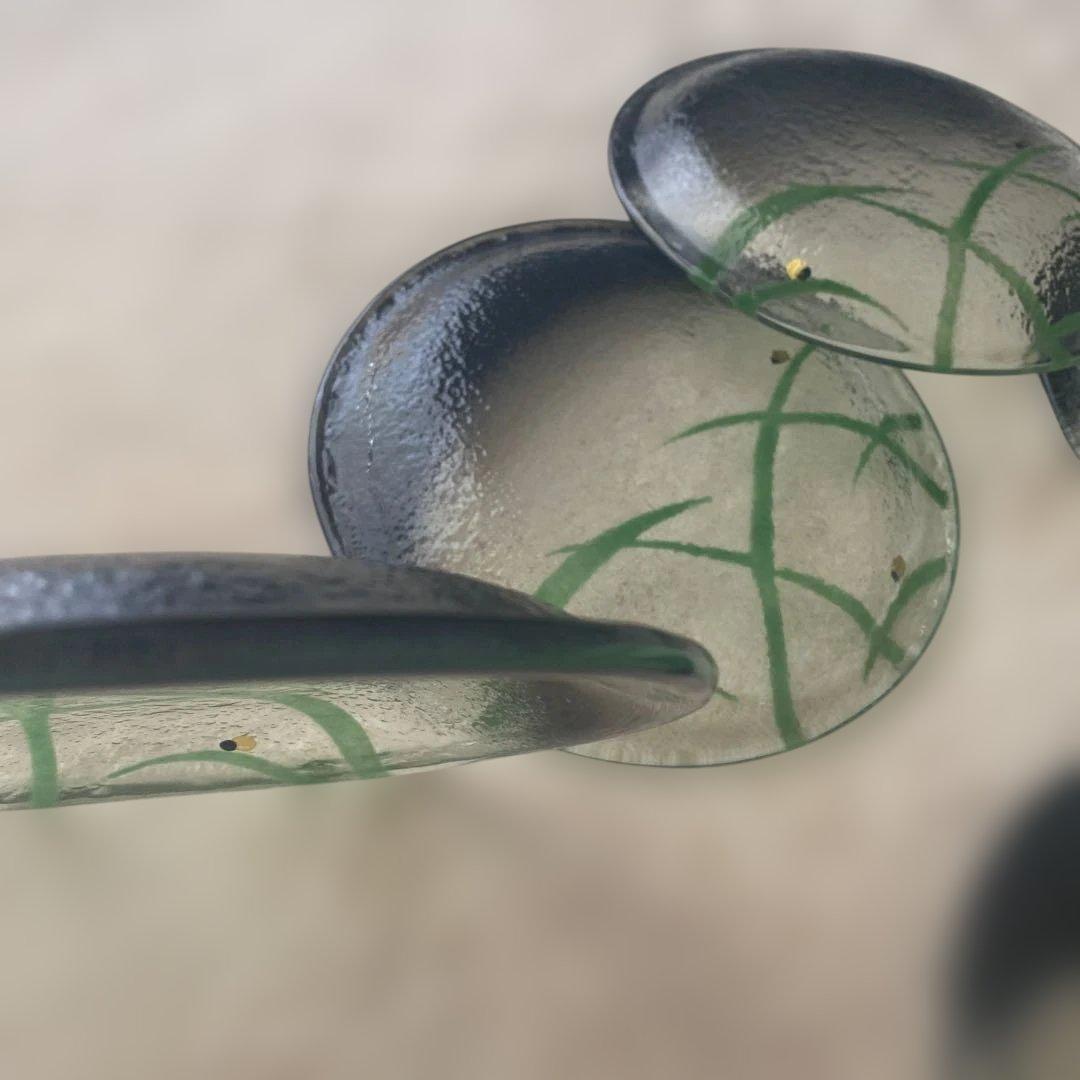 手描き風ガラスプレート ホタル金彩６枚