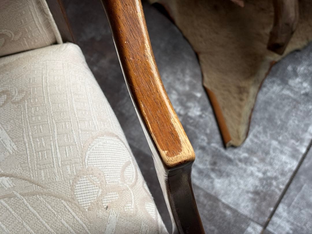 レトロ　ビンテージ　マルニ木工　アームチェア　ファブリック　ダイニング　IZ