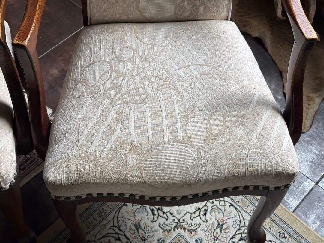 レトロ　ビンテージ　マルニ木工　アームチェア　ファブリック　ダイニング　IZ