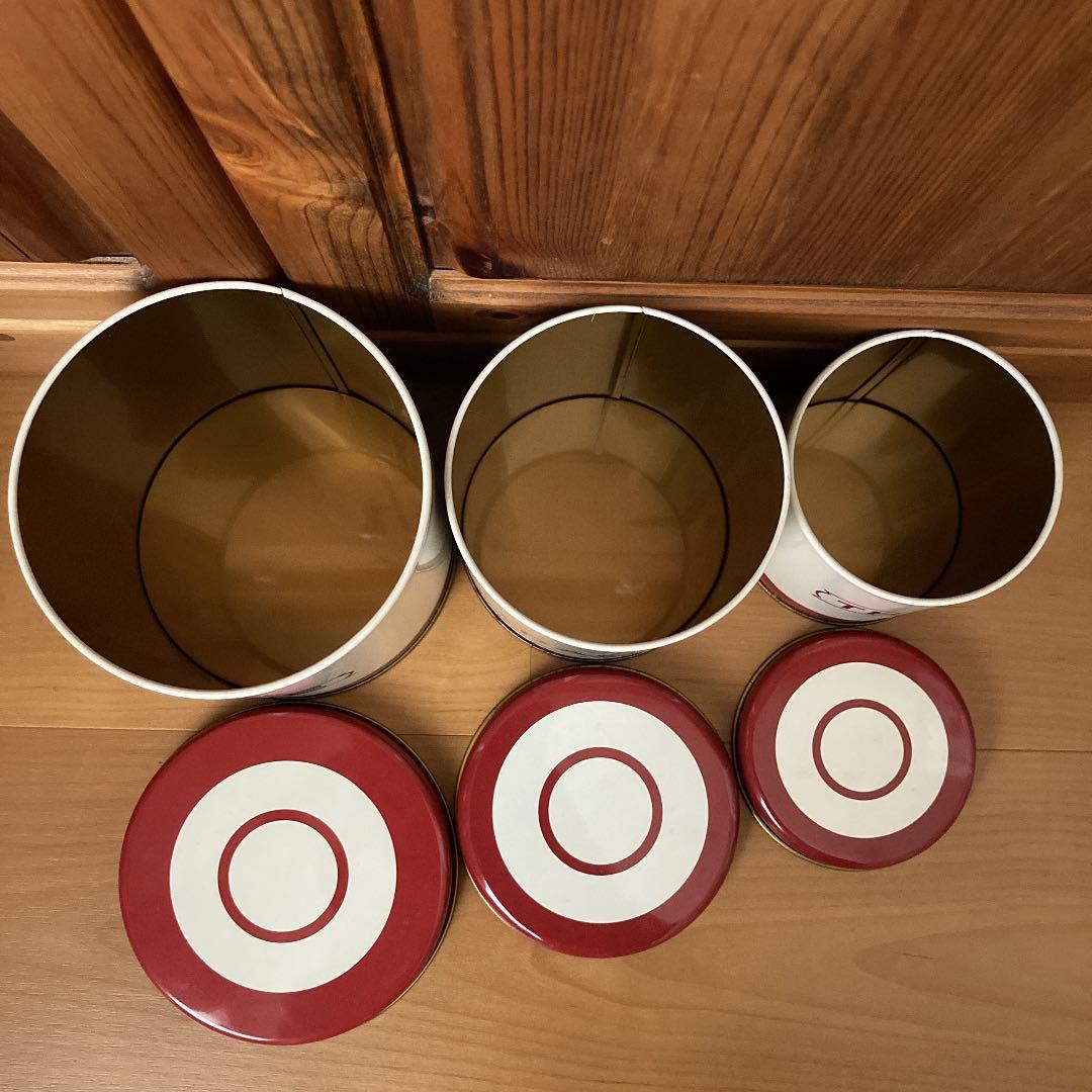 アメリカンカントリー　キャニスター　セット　レッドリム　ティン缶　アンティーク風