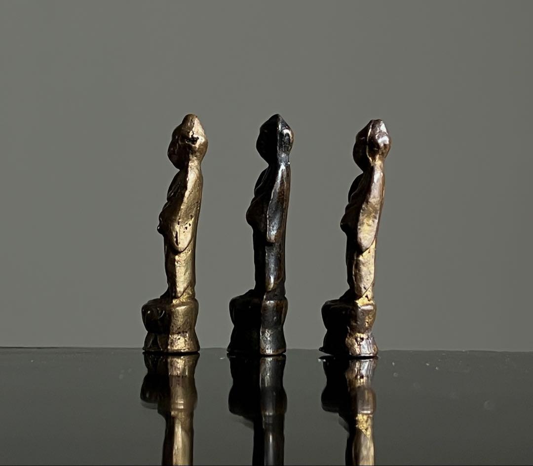 【巡る祈り 極小 阿弥陀如来像 約2㎝ 三体 江戸〜明治頃】豆仏 仏像お守り護符