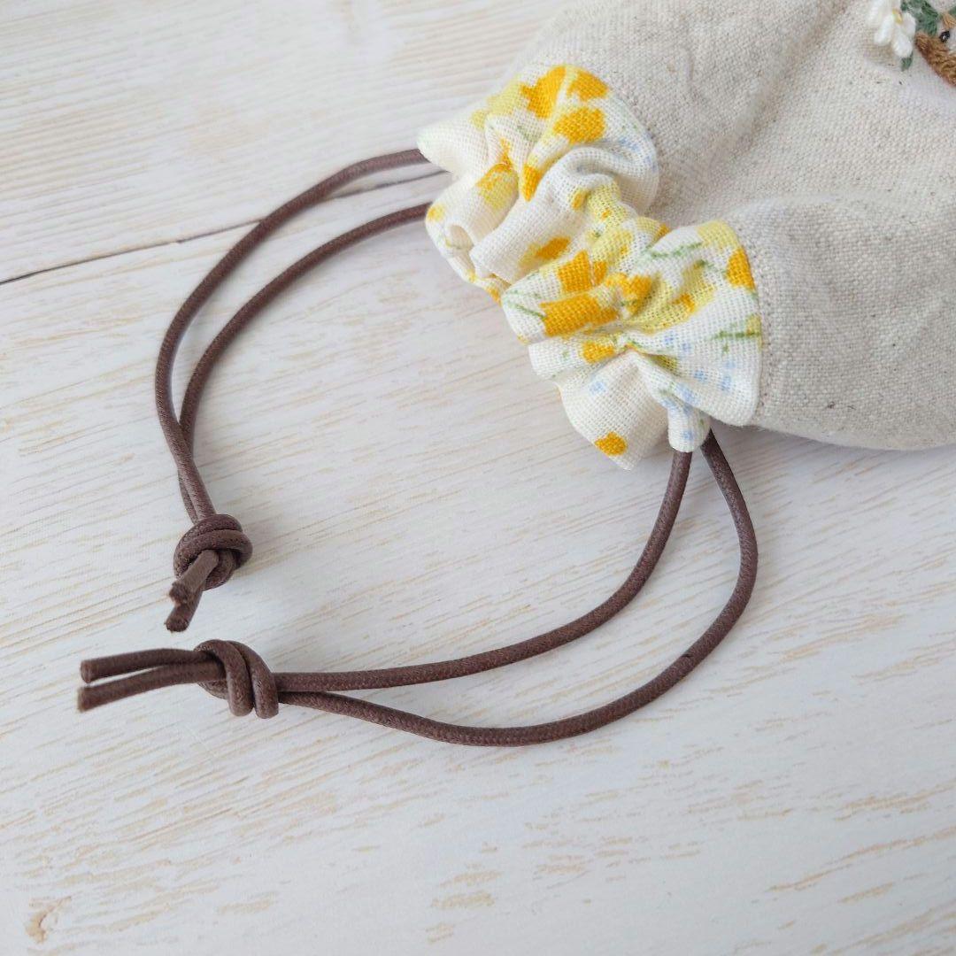 ちっちゃな巾着 サシェ M ／詰替タイプ【子熊とお花】