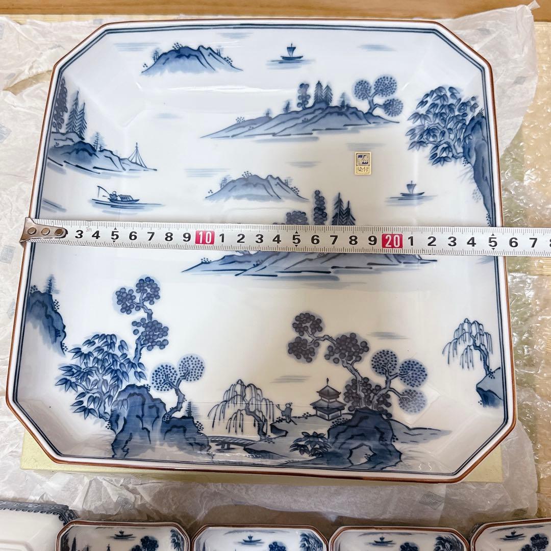 27 未使用 前畑陶器　庫山窯　角鉢　盛鉢 小鉢　染付山水 大皿