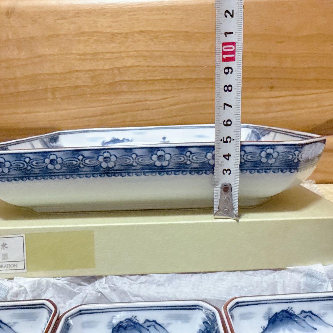 27 未使用 前畑陶器　庫山窯　角鉢　盛鉢 小鉢　染付山水 大皿