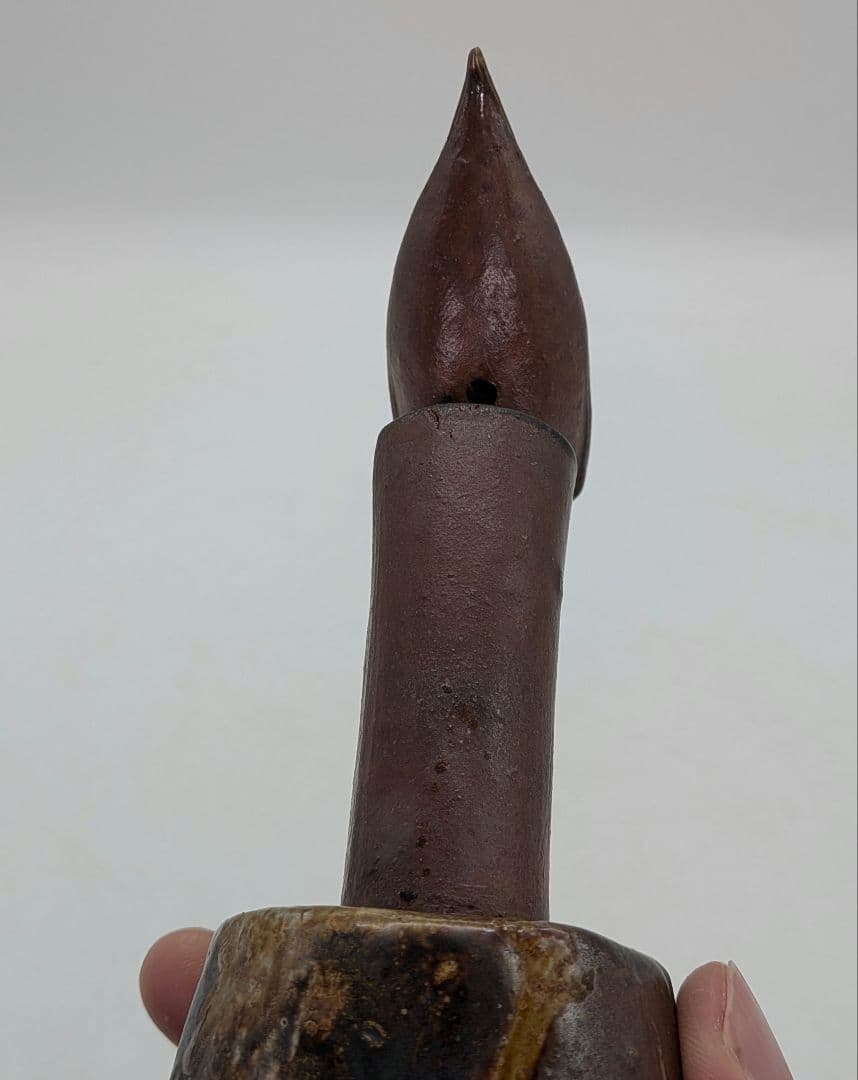 藤原陶臣 備前焼 鶯置物 合箱合布 ウグイス 鳥 トリ bird 細工物 在銘