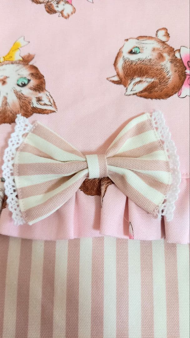 入園入学7点セット・ねこ柄　ピンク　少し大きめ