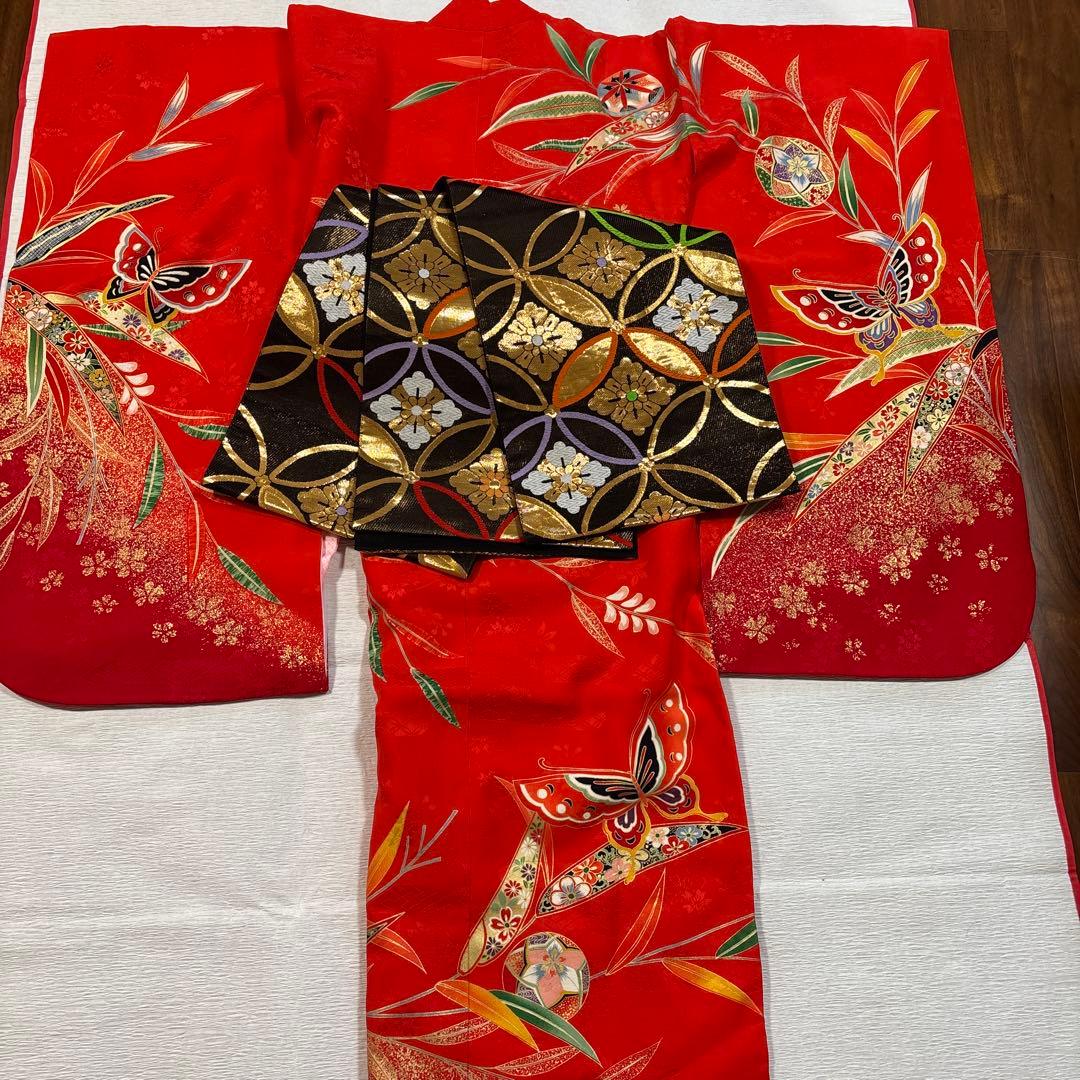 七五三　七歳正絹着物五点セット　美品