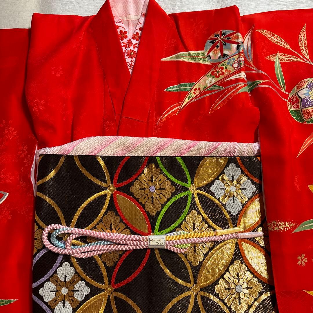 七五三　七歳正絹着物五点セット　美品