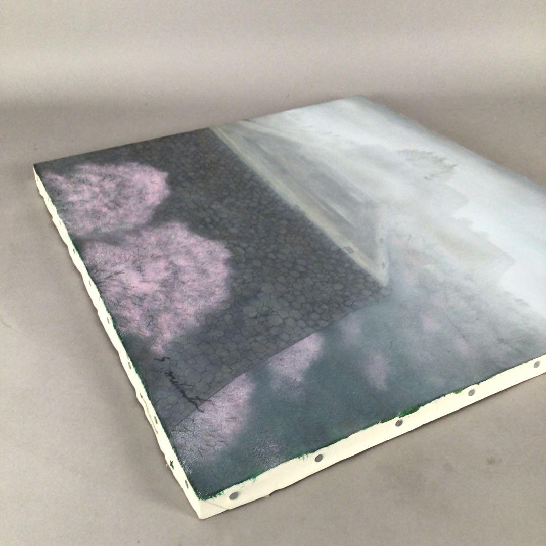 No4333 松本忍　油彩画　F10号「荒城曲の桜」直筆サイン　額なし　送料無料