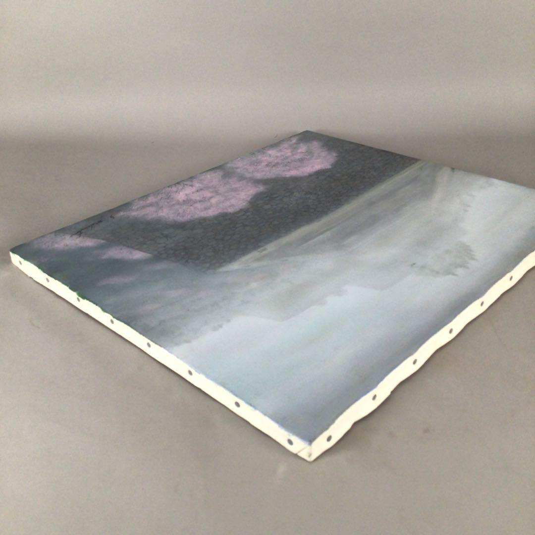 No4333 松本忍　油彩画　F10号「荒城曲の桜」直筆サイン　額なし　送料無料