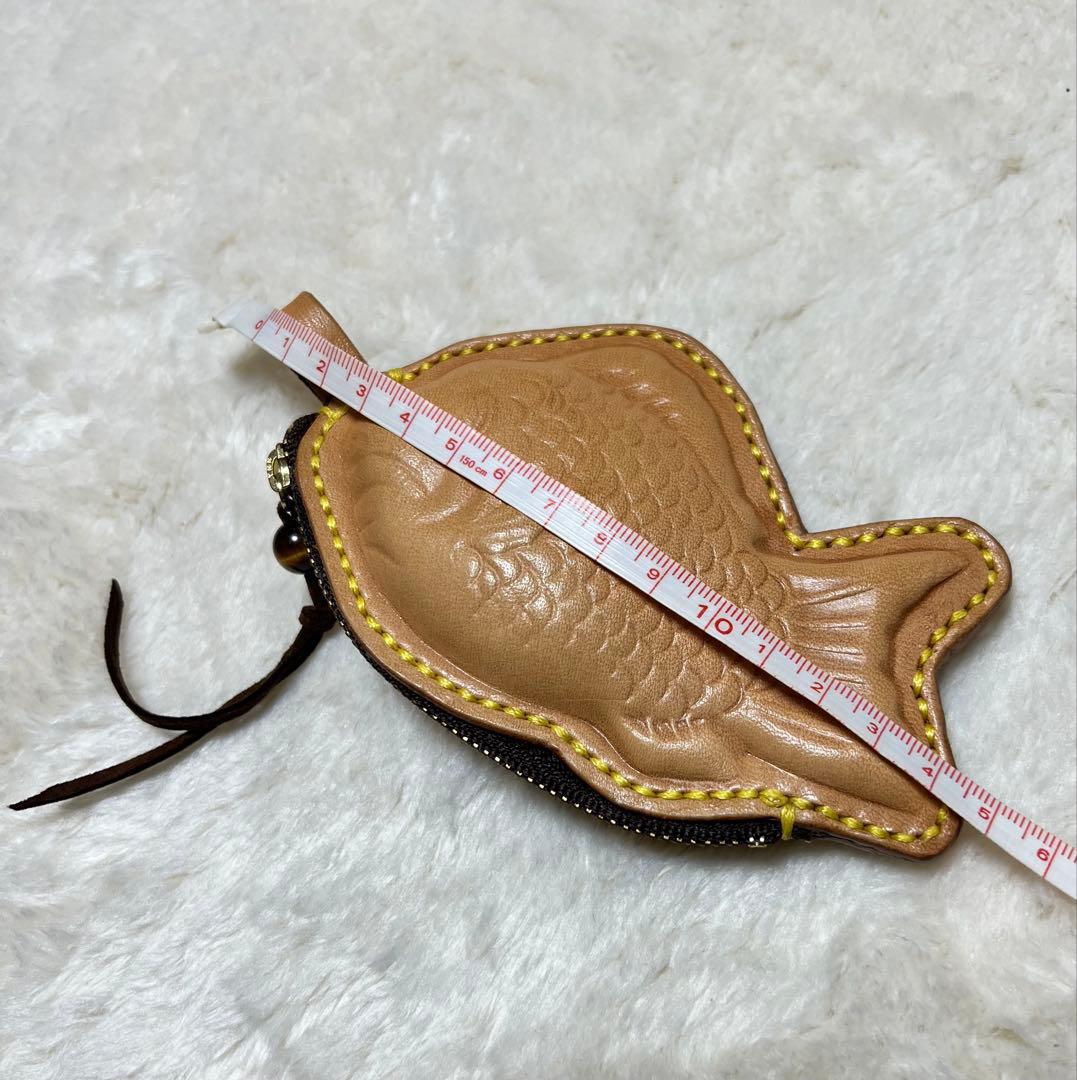 ヌメ革 たい焼き型レザーケース 小物入れ レザーポーチ