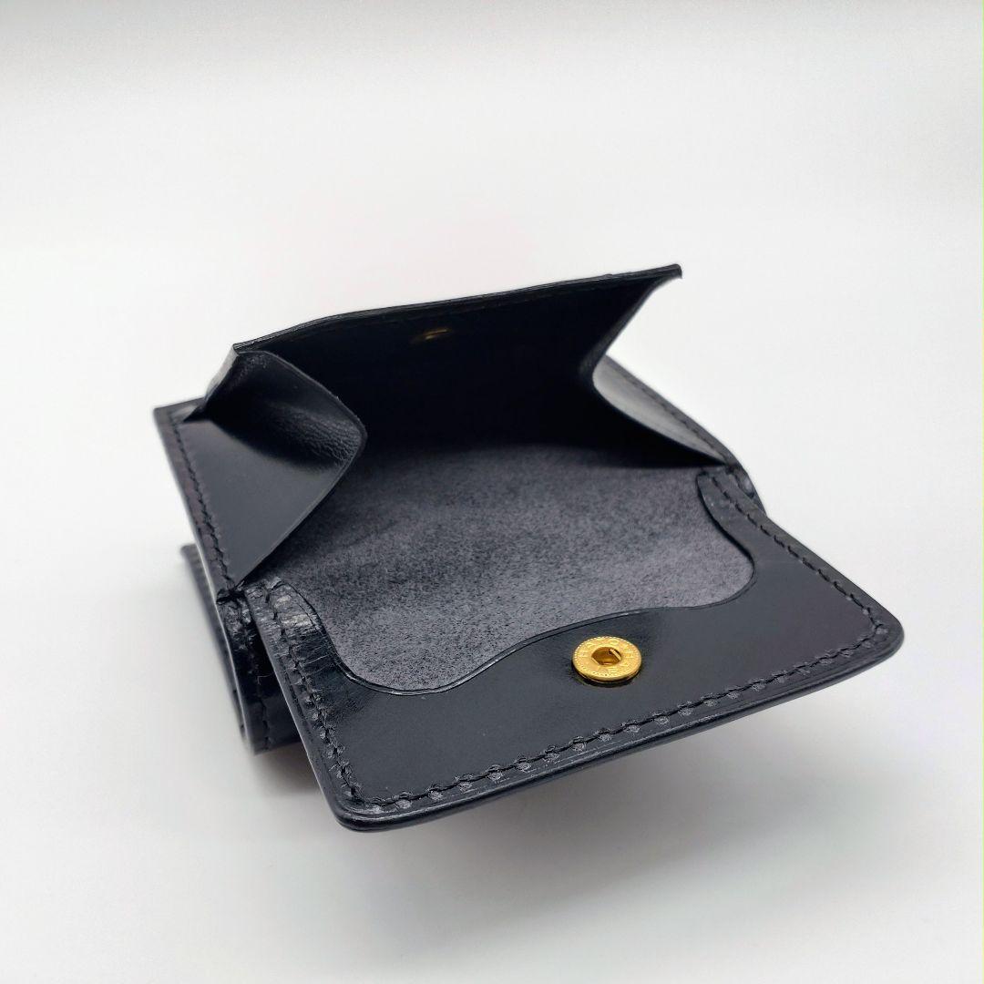 二つ折り財布 本革 ヌメ革 牛革 コンパクトウォレット 黒 ブラック ゲンコウ