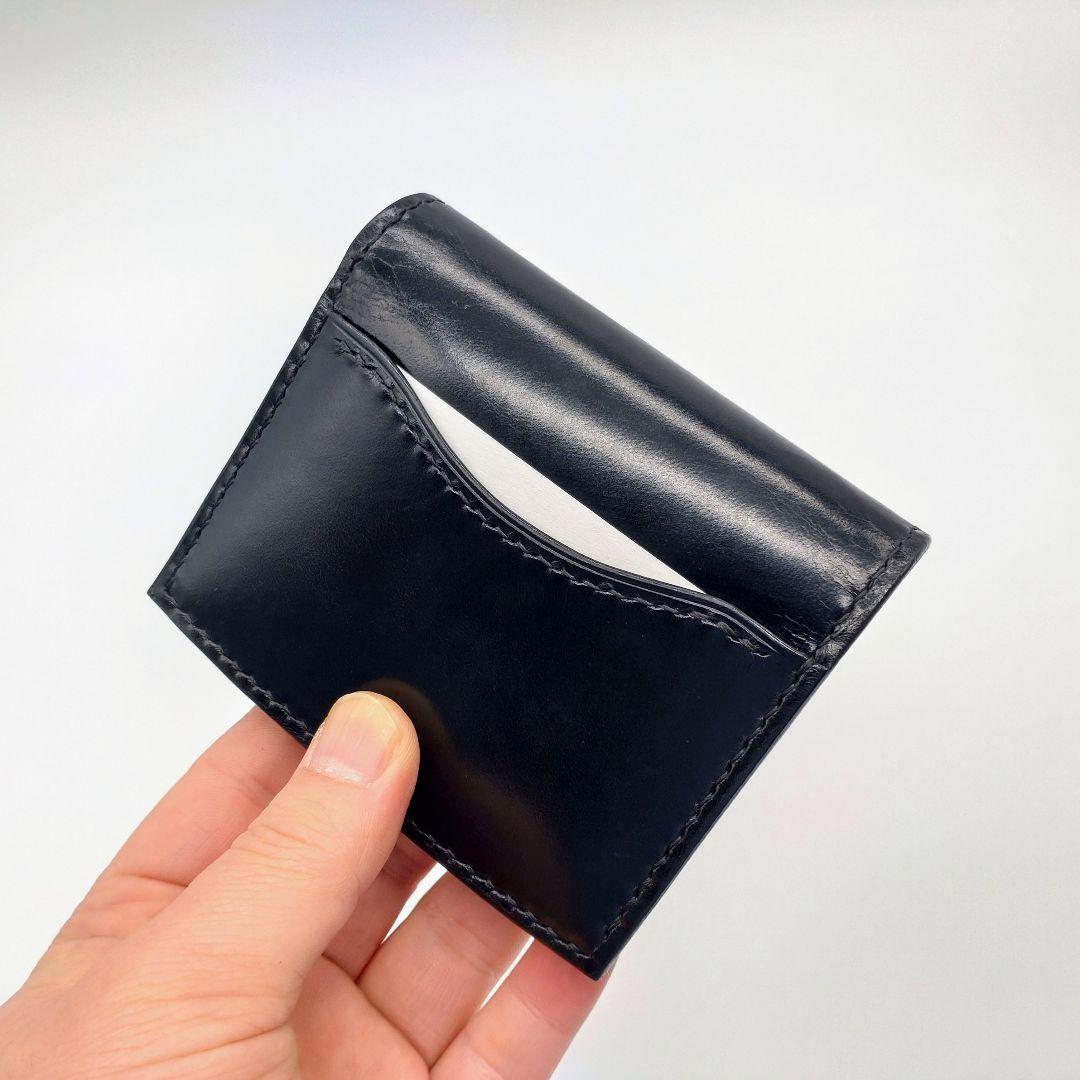 二つ折り財布 本革 ヌメ革 牛革 コンパクトウォレット 黒 ブラック ゲンコウ