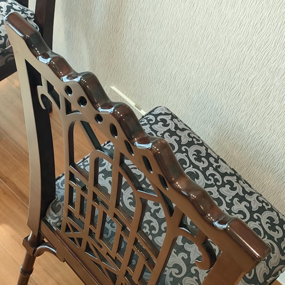 シノワズリ　ヴィンテージチェア　2脚セット　透かし彫り　リビング