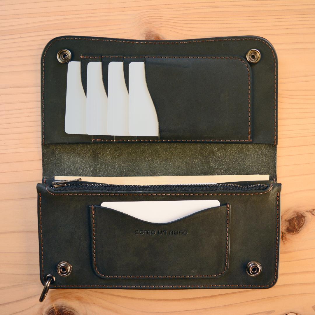 育てる艶革 ロング トラッカーウォレット イタリアンレザー