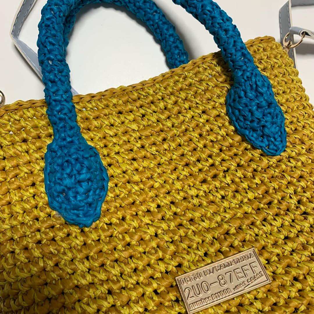 うさうさ◆ハンドメイド2WAY軽量バッグ◆マニラヘップヤーン(麻100％)使用