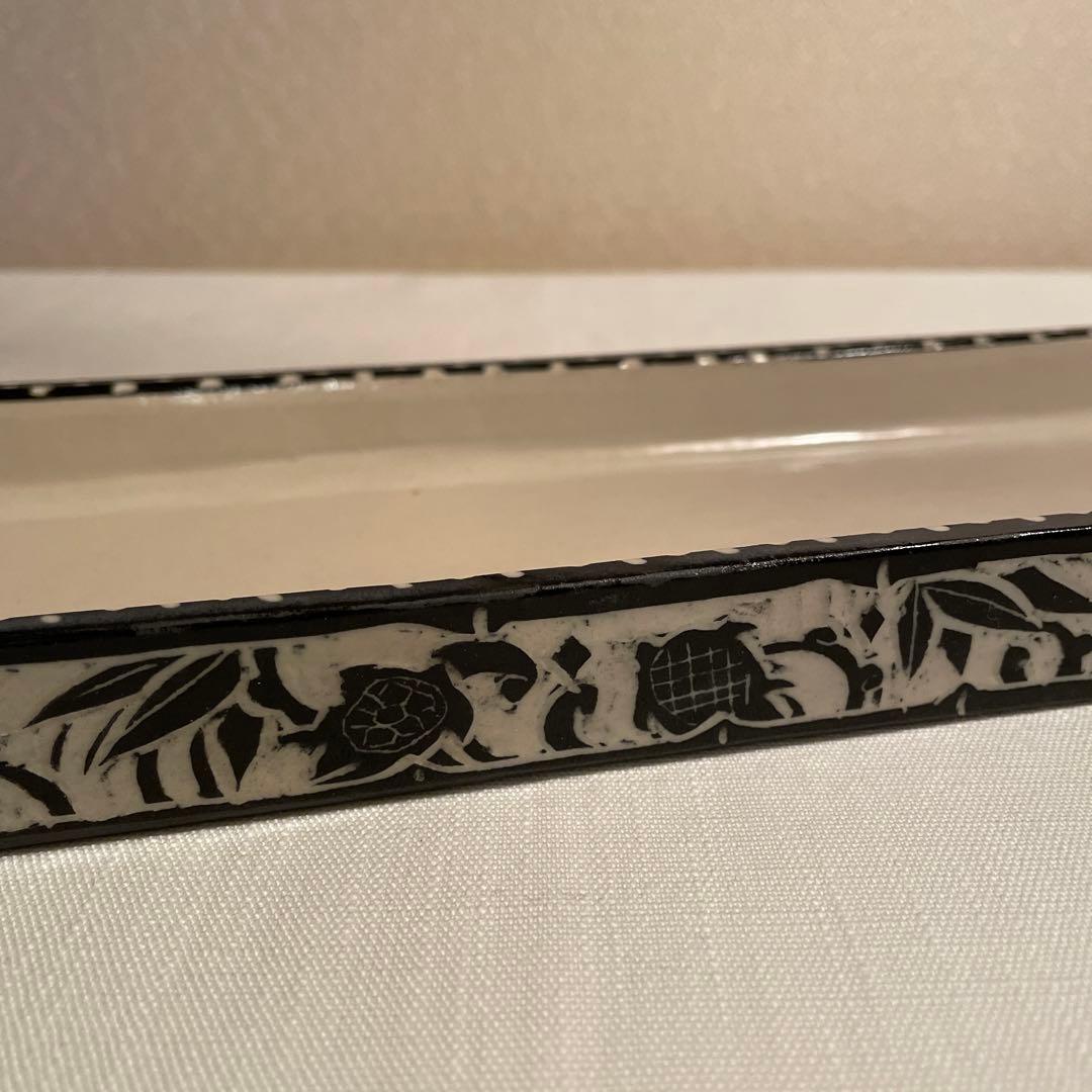 矢島操　掻き落とし長皿　約36㌢