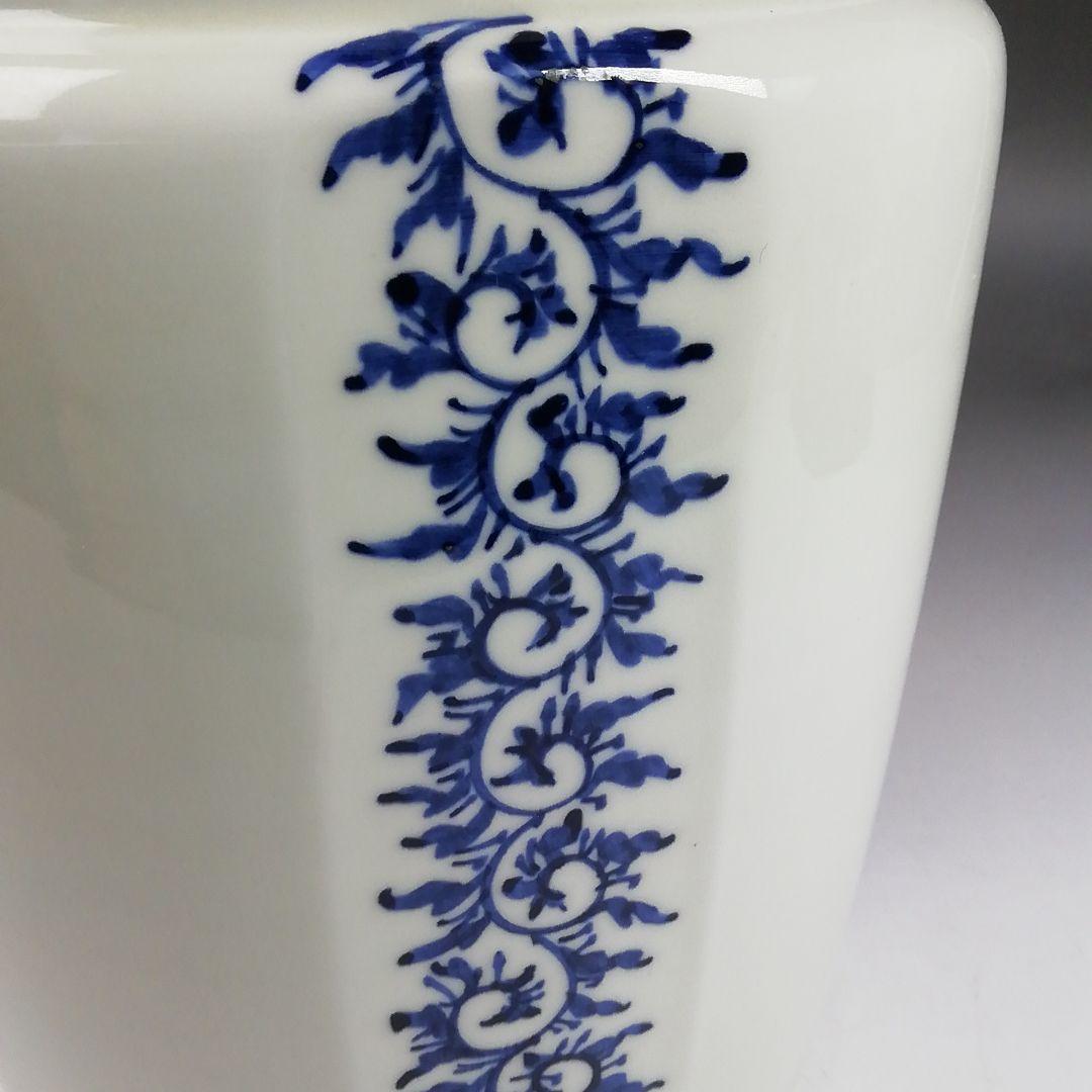 Ｗ２３１　水指　『染付　唐草文』『押小路窯　庄左ェ門 造』　共箱　茶道具