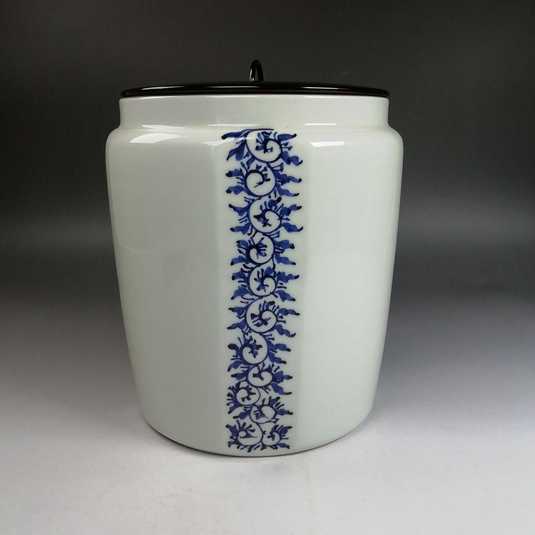 Ｗ２３１　水指　『染付　唐草文』『押小路窯　庄左ェ門 造』　共箱　茶道具