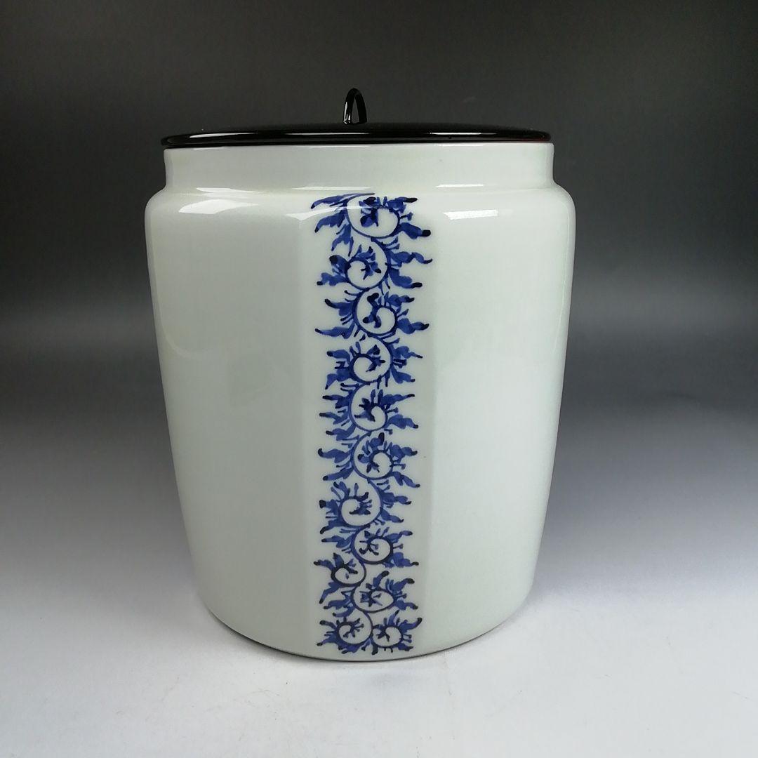 Ｗ２３１　水指　『染付　唐草文』『押小路窯　庄左ェ門 造』　共箱　茶道具