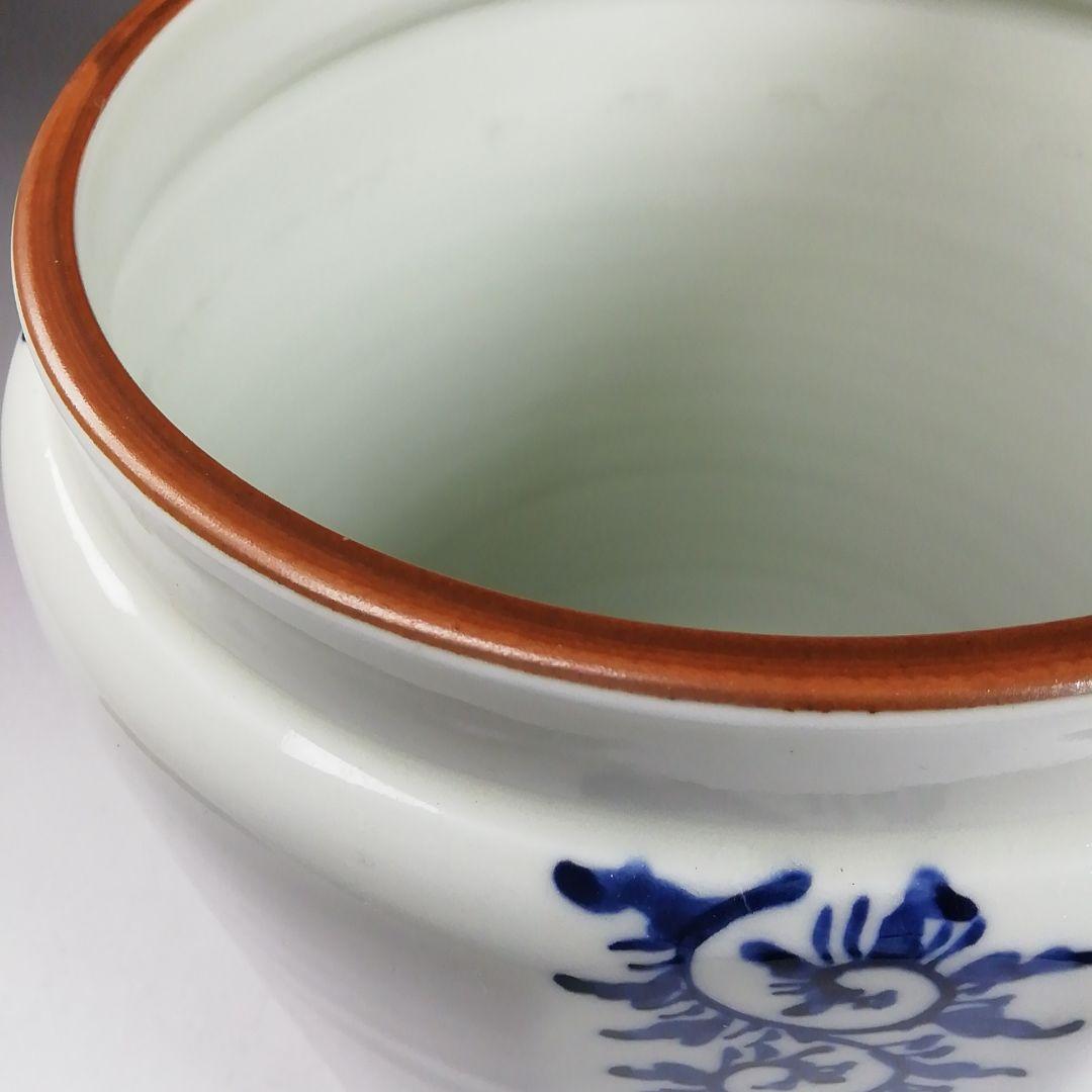 Ｗ２３１　水指　『染付　唐草文』『押小路窯　庄左ェ門 造』　共箱　茶道具