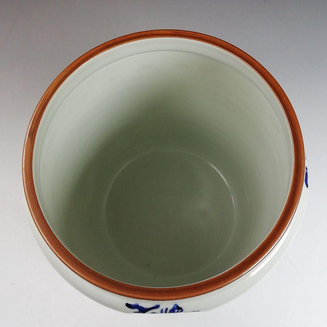 Ｗ２３１　水指　『染付　唐草文』『押小路窯　庄左ェ門 造』　共箱　茶道具