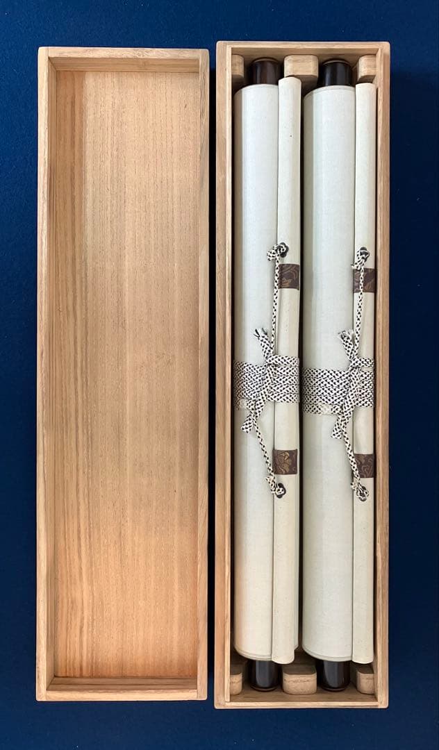 川合玉堂／寺崎工業（シロサギ／コウモリ）花鳥 画　紙本　双幅　掛軸