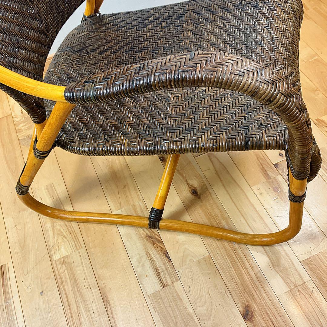 美品　サンフラワーラタン WAHOO 手編みハイバックチェア　座面高37cm 藤