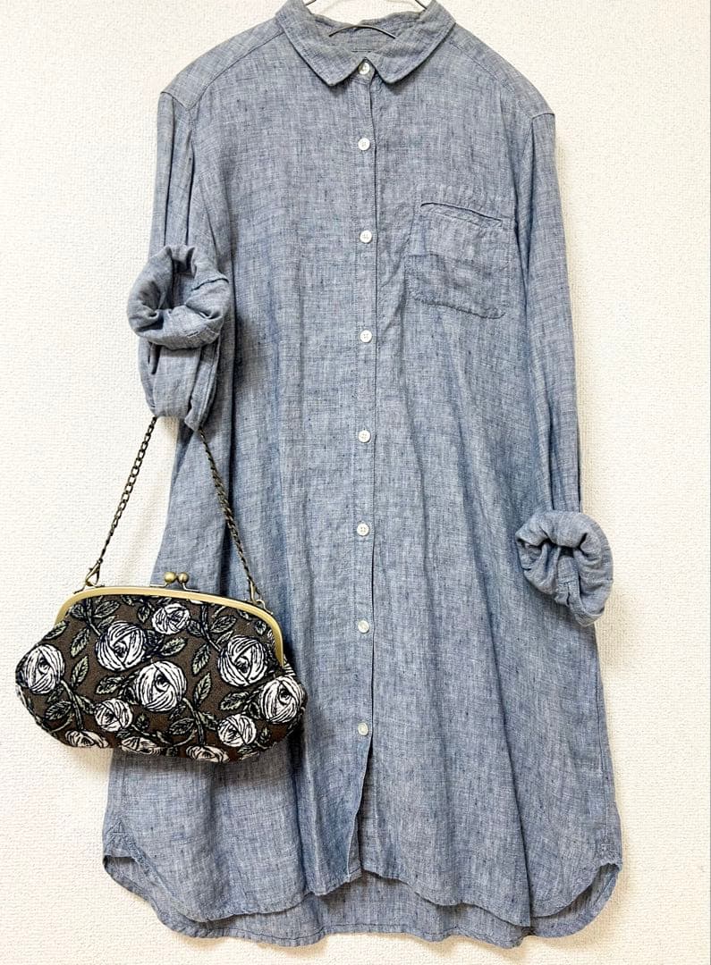 ハンドメイド がま口バッグ ポーチ クラッチ rosy ブラウン　ミナペルホネン