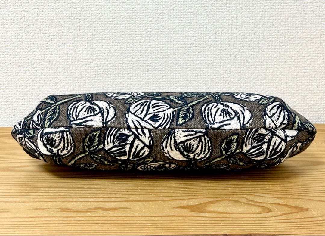 ハンドメイド がま口バッグ ポーチ クラッチ rosy ブラウン　ミナペルホネン