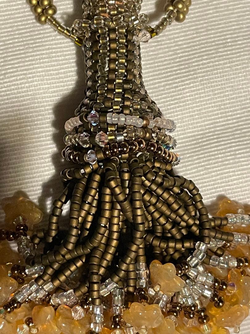 ハンドメイド　ビーズボトル　フリンジネックレス