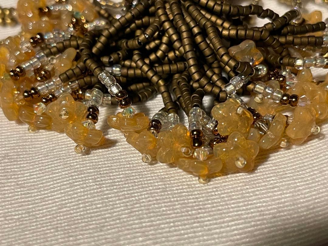 ハンドメイド　ビーズボトル　フリンジネックレス