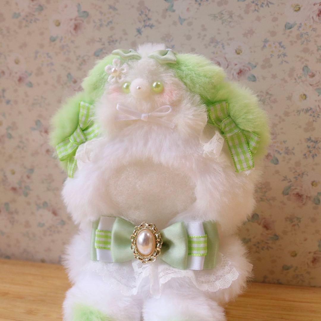 わんちゃん乗せたくまさん.10〜12cm／黄緑色❤︎おすわりぬい服 着ぐるみ