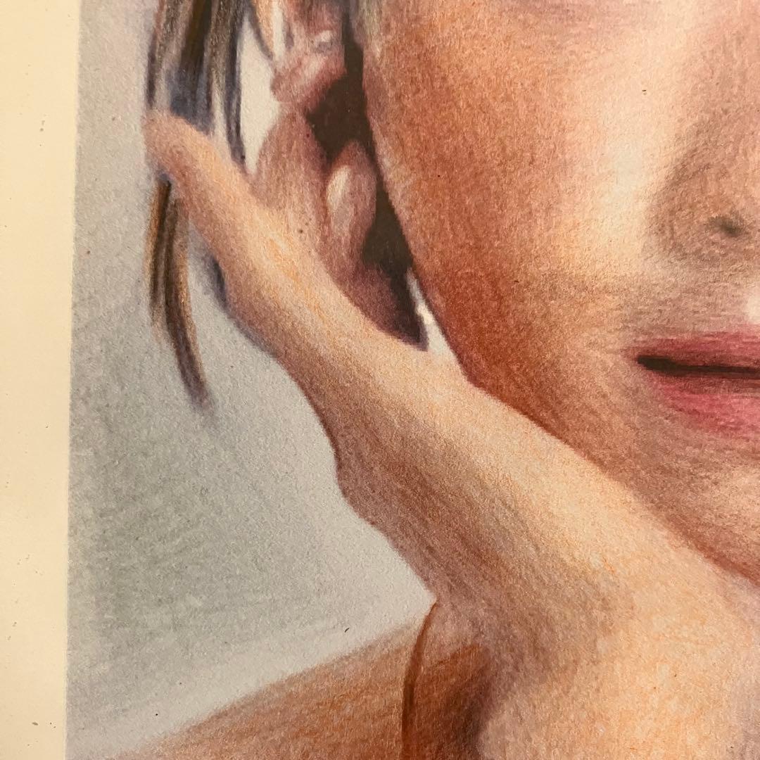 女優画26 額装品　額縁寸法32.7cm×24.0cm　カラー着色　京藤夏樹真作