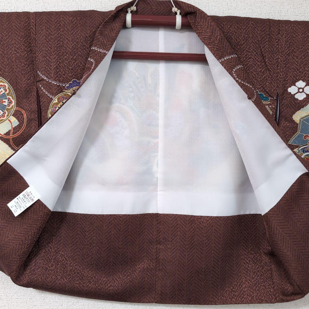 男の子 着物、羽織、長襦袢3個セット 茶色 美品