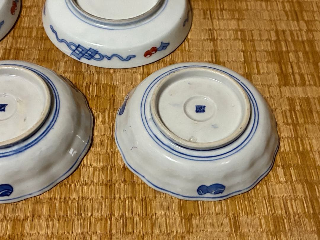 古伊万里 伊万里 色絵 金彩 膾皿 丸皿 五枚 まとめて 時代物
