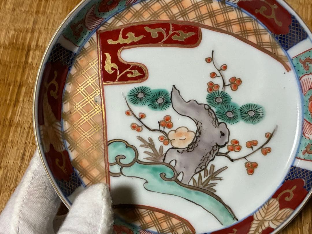 古伊万里 伊万里 色絵 金彩 膾皿 丸皿 五枚 まとめて 時代物