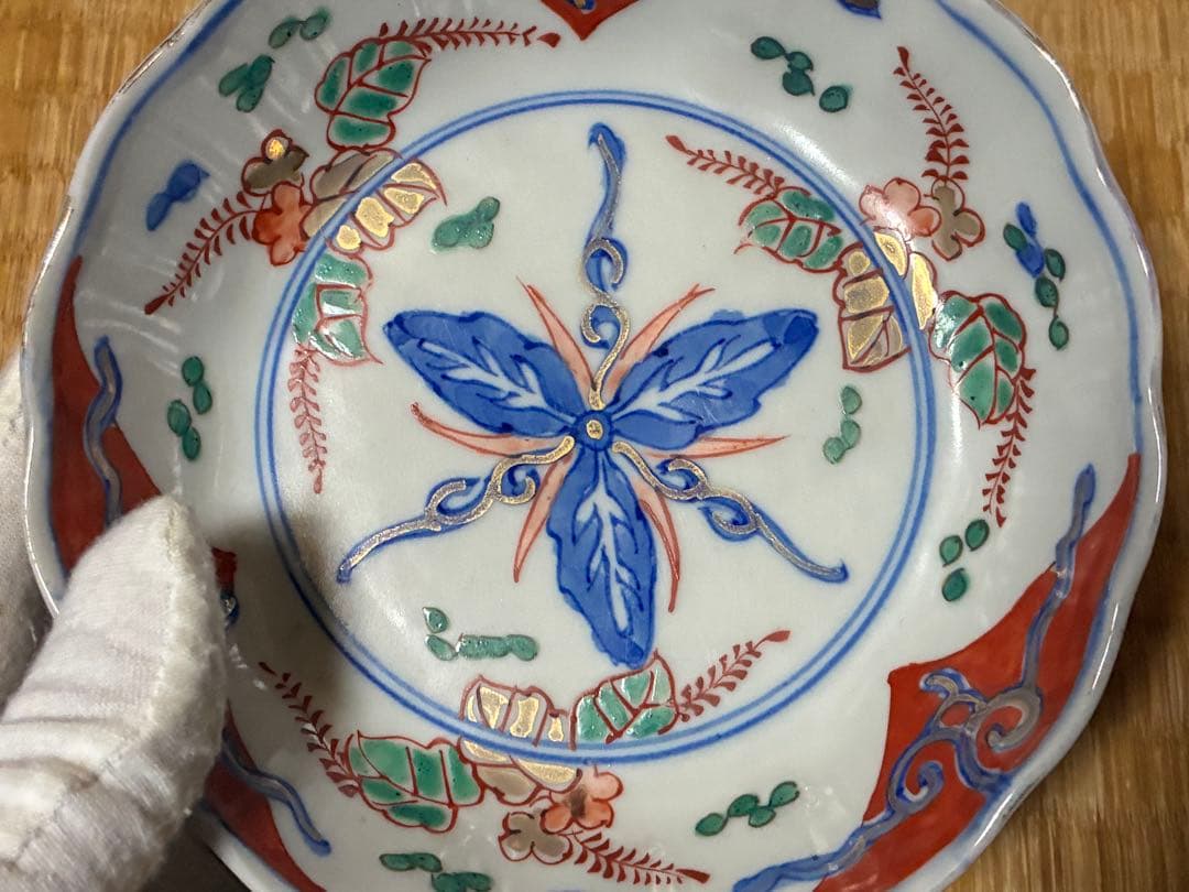 古伊万里 伊万里 色絵 金彩 膾皿 丸皿 五枚 まとめて 時代物