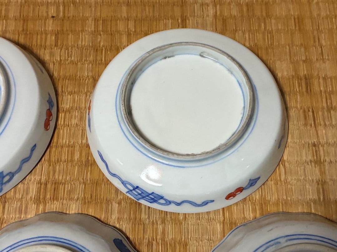 古伊万里 伊万里 色絵 金彩 膾皿 丸皿 五枚 まとめて 時代物