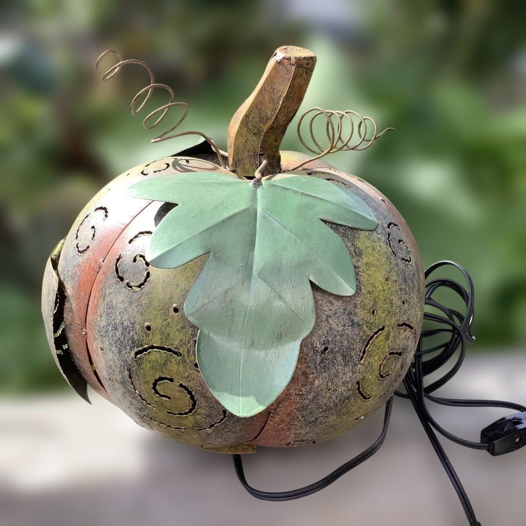 ハロウィン　ブリキパンプキン　ライトアップ　かぼちゃん　ガーデニング　飾り　置物