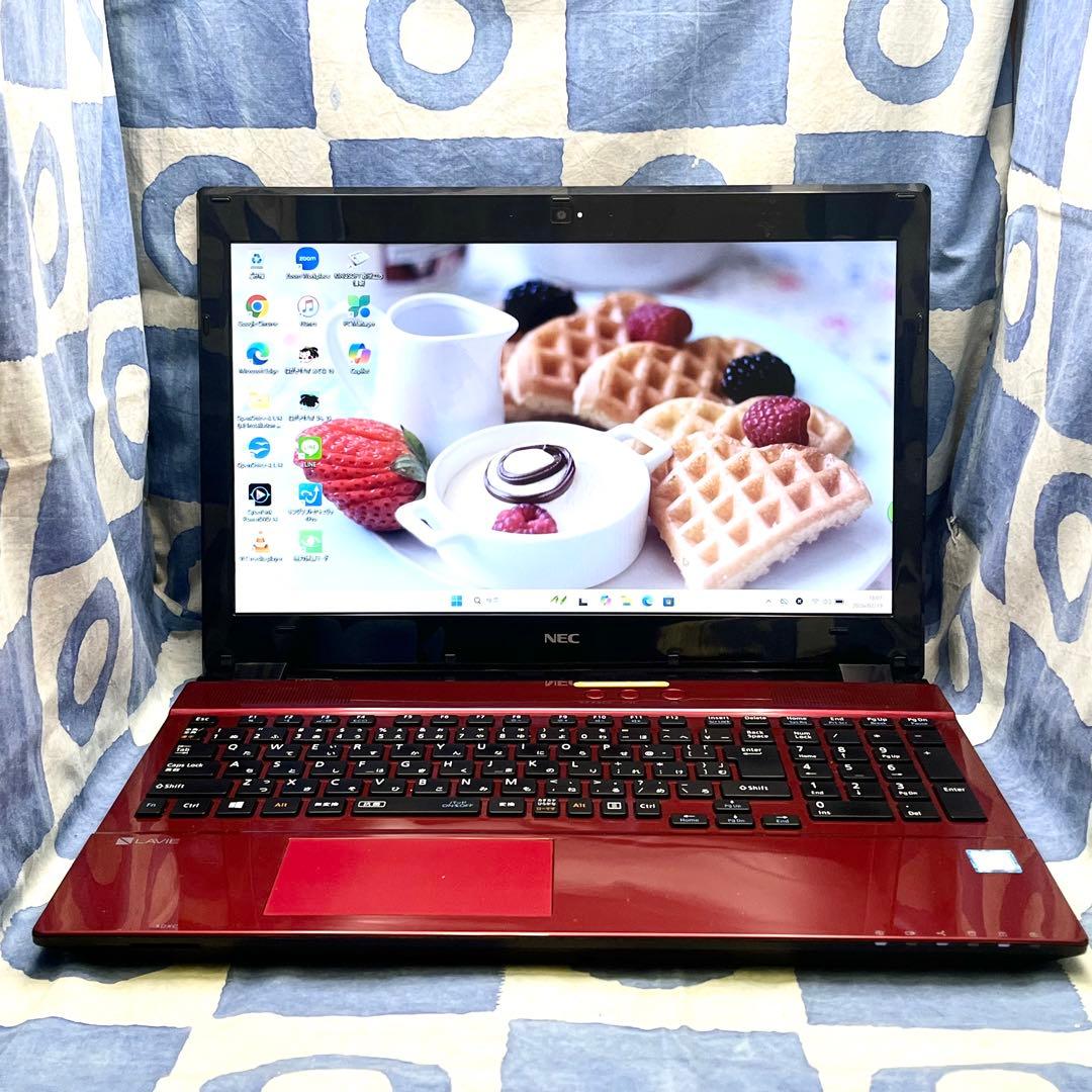 快適SSD☆大人気赤ノートPC♪ブルーレイ&カメラ！第7世代！Windows11
